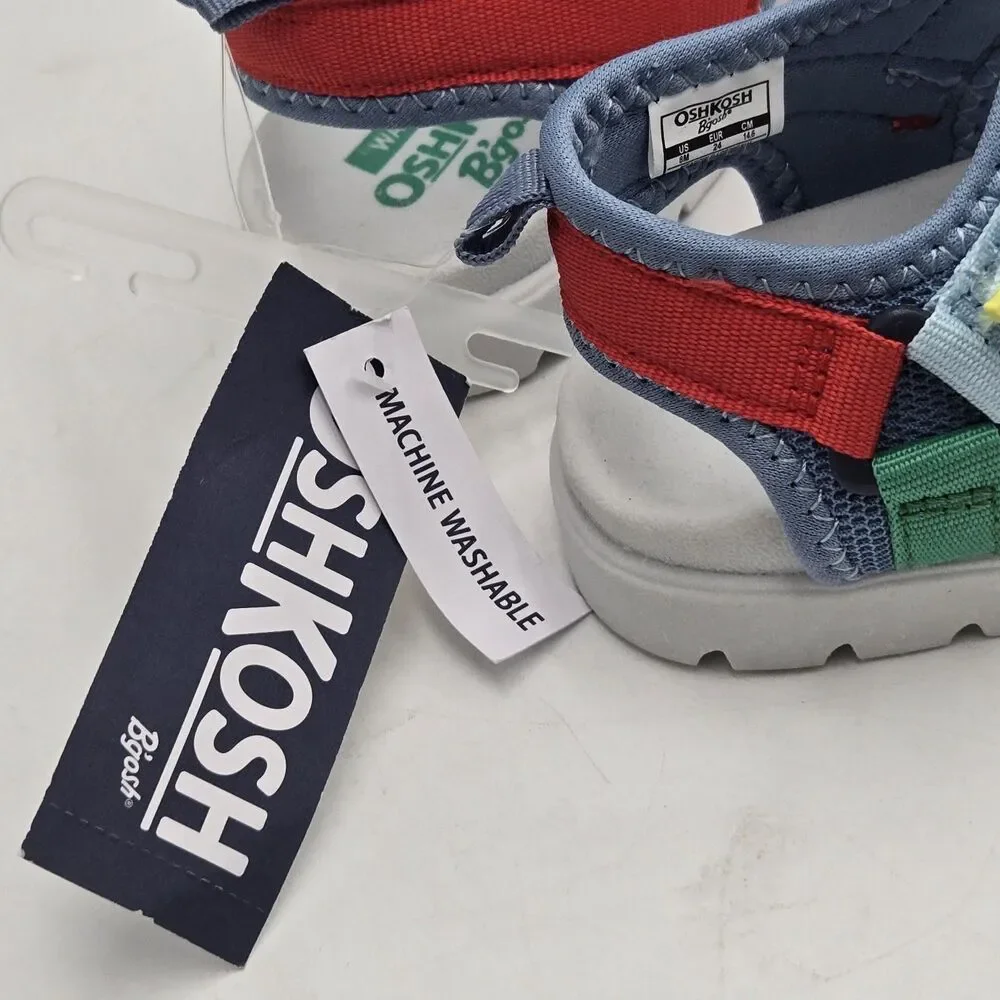 OshKosh B'Gosh Toddler Boy Hook & Loop Strap Sandal Meadow Size 8 MultiColor NWT
